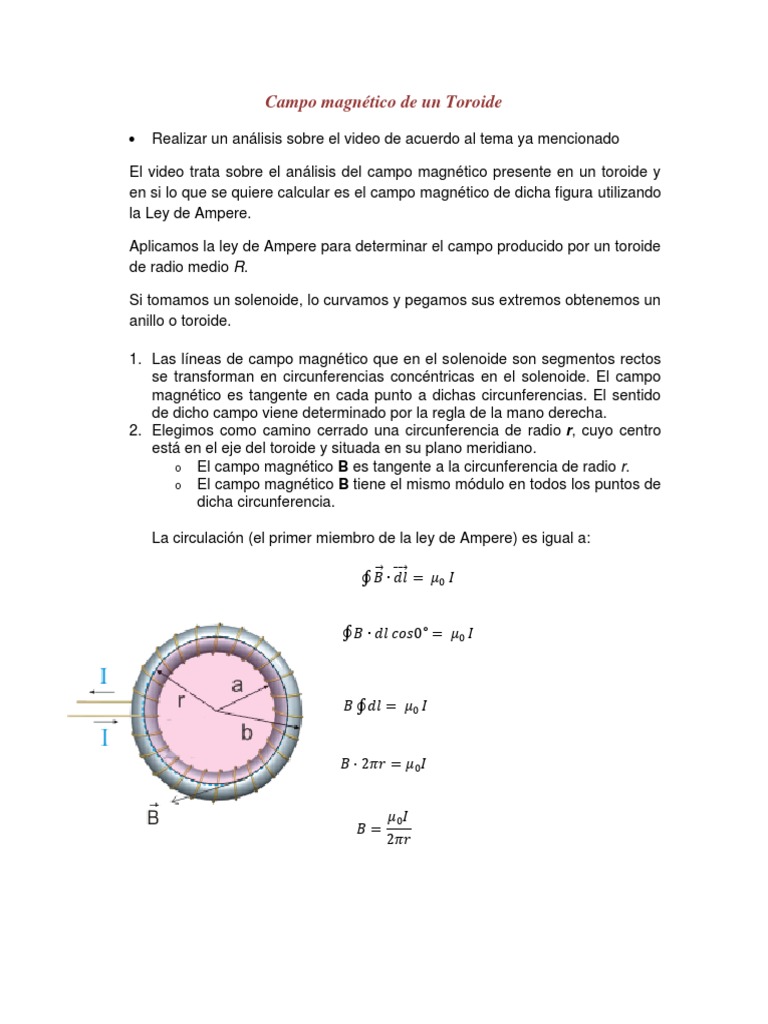 Campo Magico De Un Toroide Y Solenoide Taller Leccion Campo Magico Induccion Electromagica