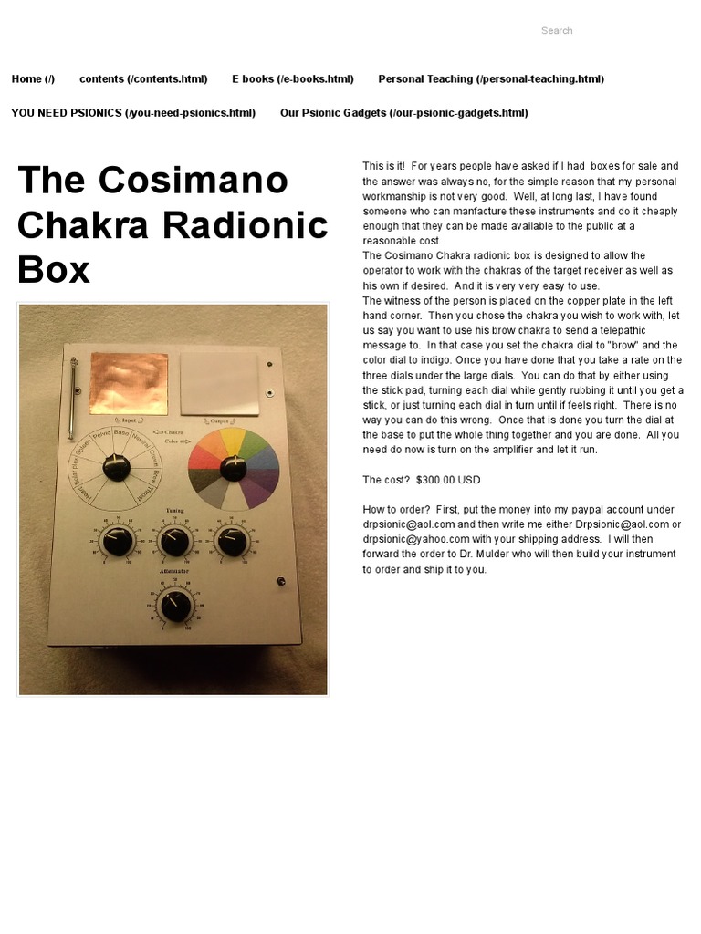 Cosimano Chakra Radionic Box for Sale | PDF