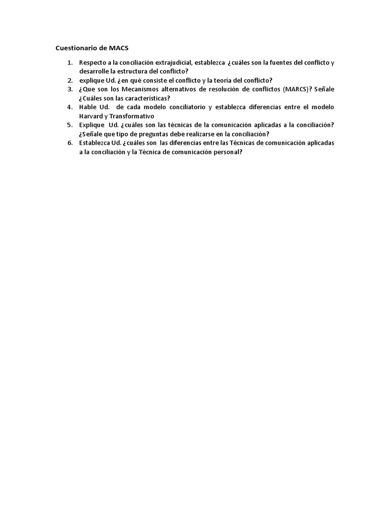 Cuestionario de MACS | PDF