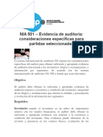 NIA 501 - Evidencia de Auditoria - Consideraciones Específicas para Partidas Seleccionadas