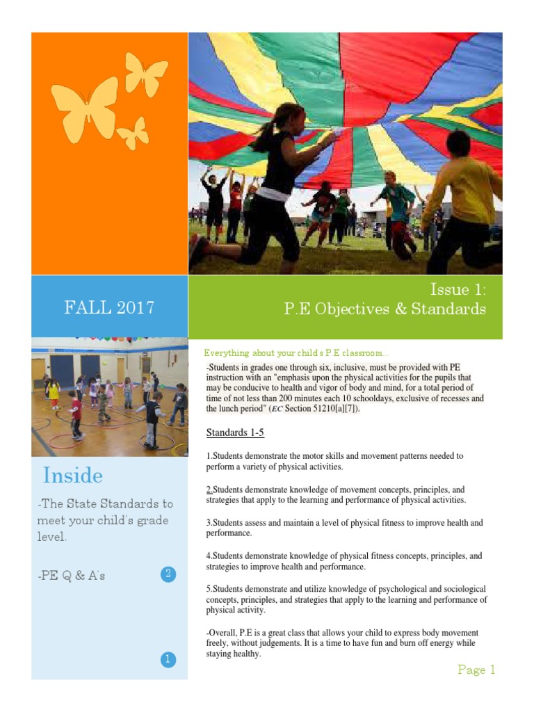 Pe Objectives Newsletter 1 PDF