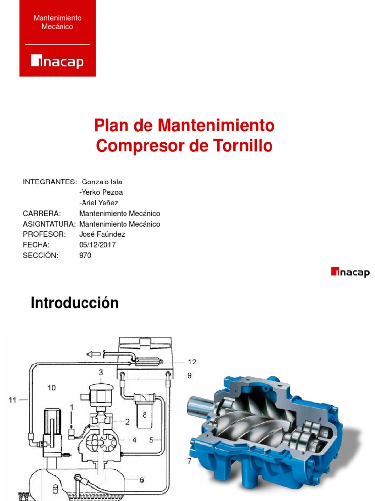 Plan de Mantenimiento Compresor de Tornillo | PDF | Máquinas ...