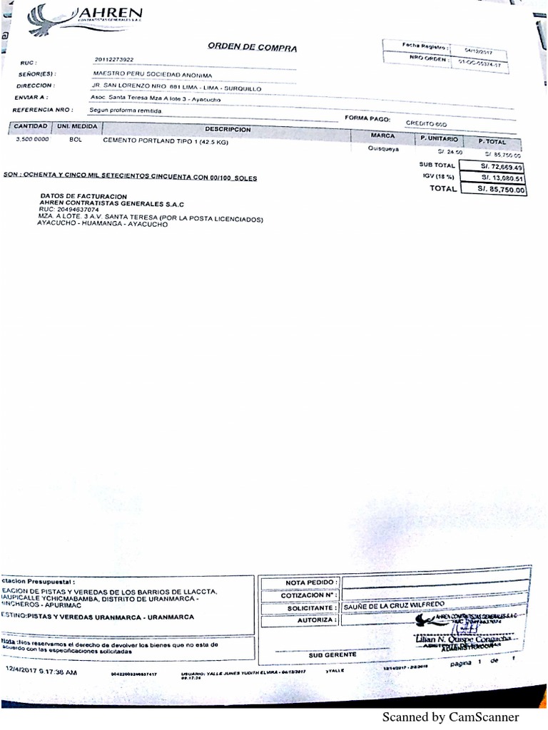Orden de Compra | PDF
