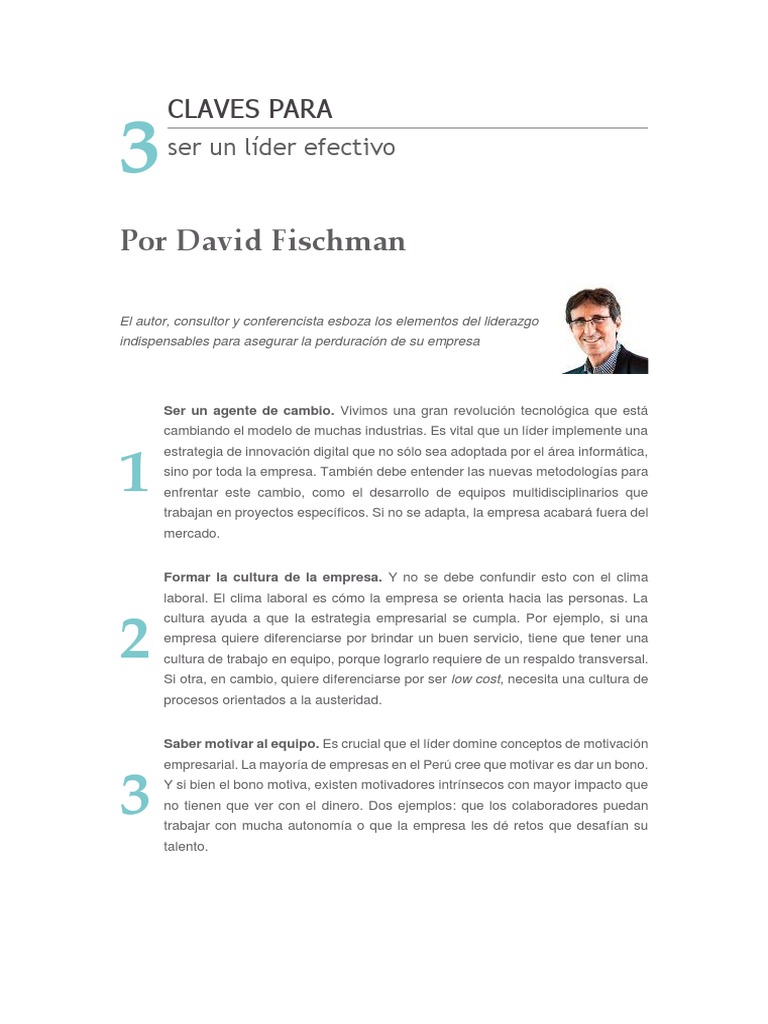 3 Claves para Ser Un Lider Efectivo | PDF