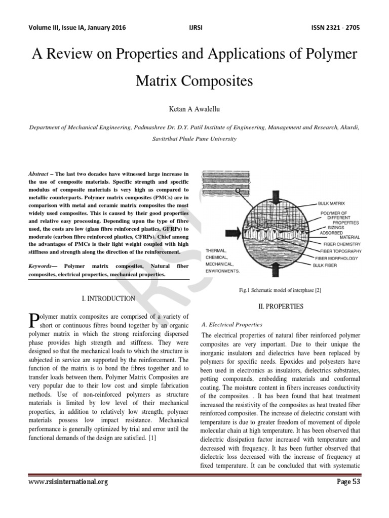 A Review On Properties and Applications of Polymer Matrix Composites