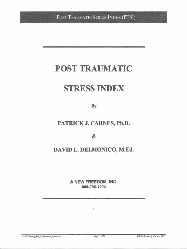 Post Traumatic Stress Index (PTSI) Test | PDF | Psychological Trauma ...
