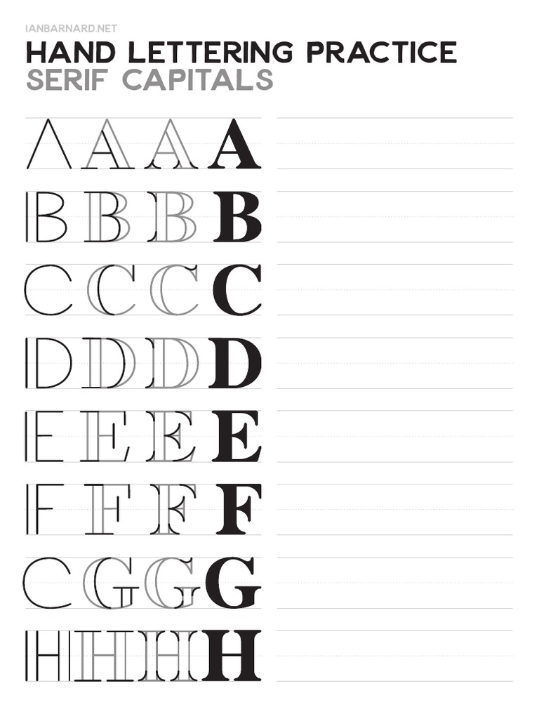 Serif Capitals: Hand Lettering Practice | PDF, image size:768x1024