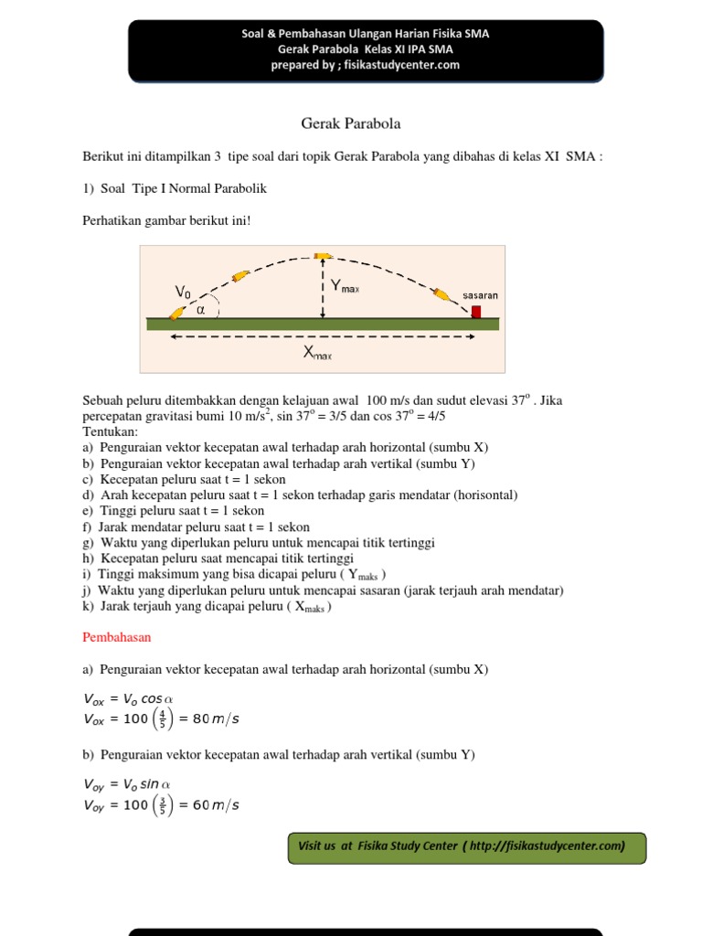 Soal Dan Pembahasan Fisika Sma Gerak Parabola Riset