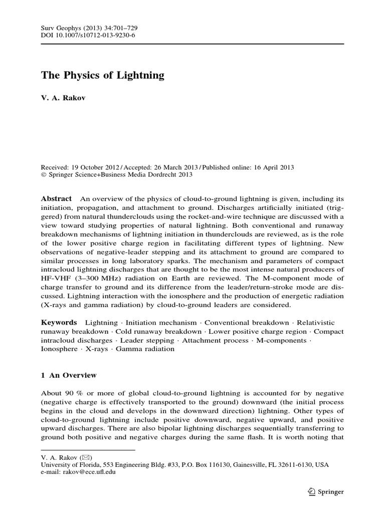 Physics of Cloud-to-Ground Lightning | PDF | Lightning | Cosmic Ray