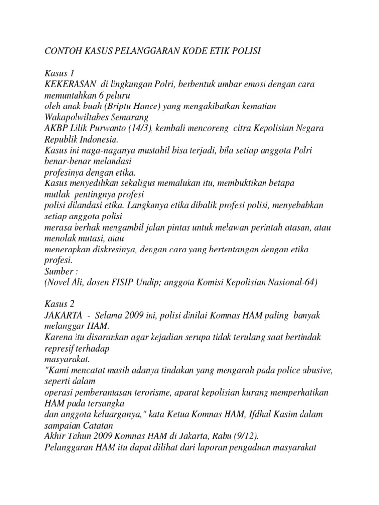 CONTOH KASUS PELANGGARAN KODE ETIK POLISI.docx