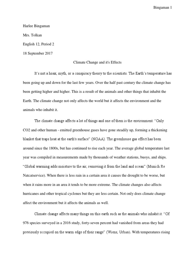College essay on climate change image