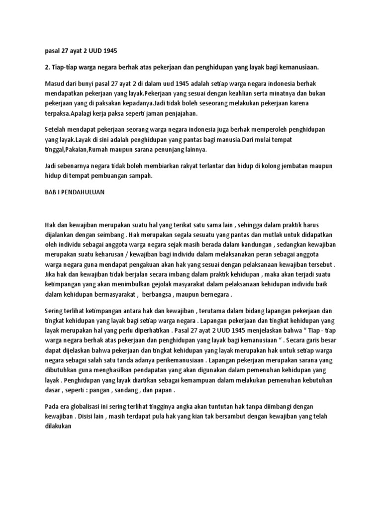 Pasal 27 Ayat 2 UUD 1945 PDF
