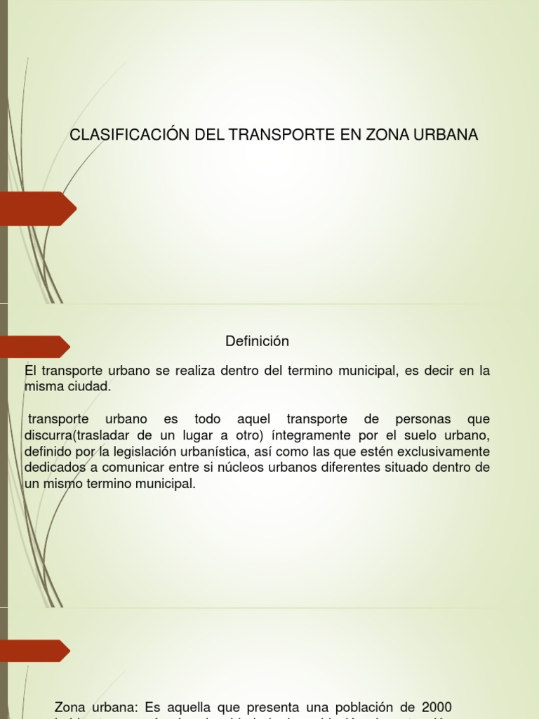Clasificación del Transporte Urbano | PDF | Transporte público | Área ...