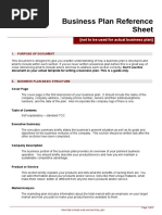 Business Plan Reference Sheet