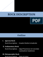 Granite, Andesite, and Sedimentary Rock Descriptions