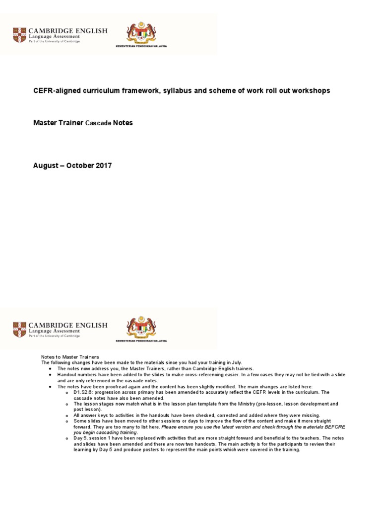 CASCADE TRAINING MEANING IN EDUCATION intelligence overview