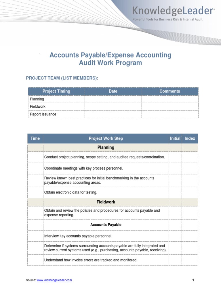 Accounts PayableExpense Accounting Audit Work Program | PDF | Accounts ...