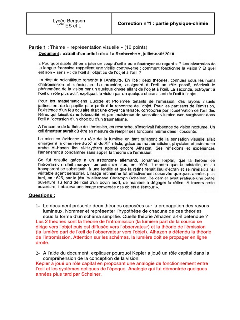 Evaluation L'europe Des Lumières 4ème Pdf Avec Correction