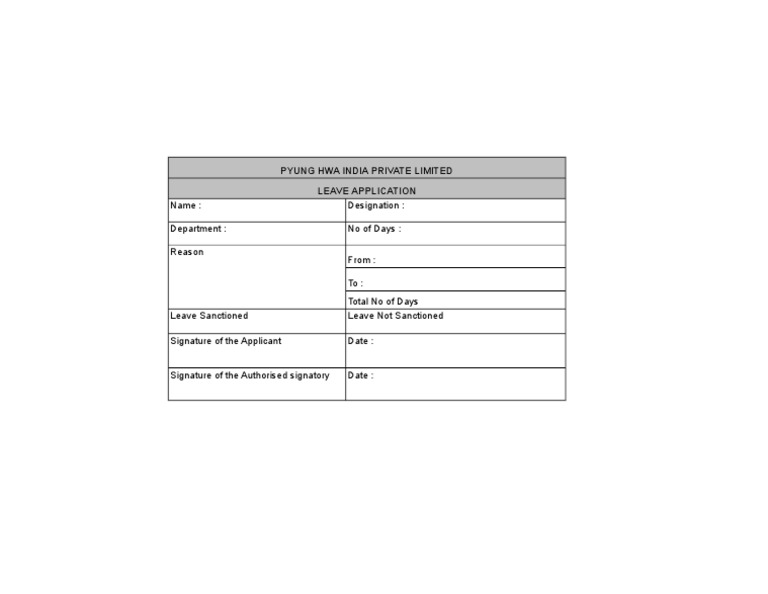 Leave Application Form for Employees | PDF