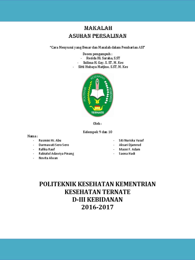 Makalah Cara Menyusui Yang Benar Dan Masalah Dalam Pembarian Asi