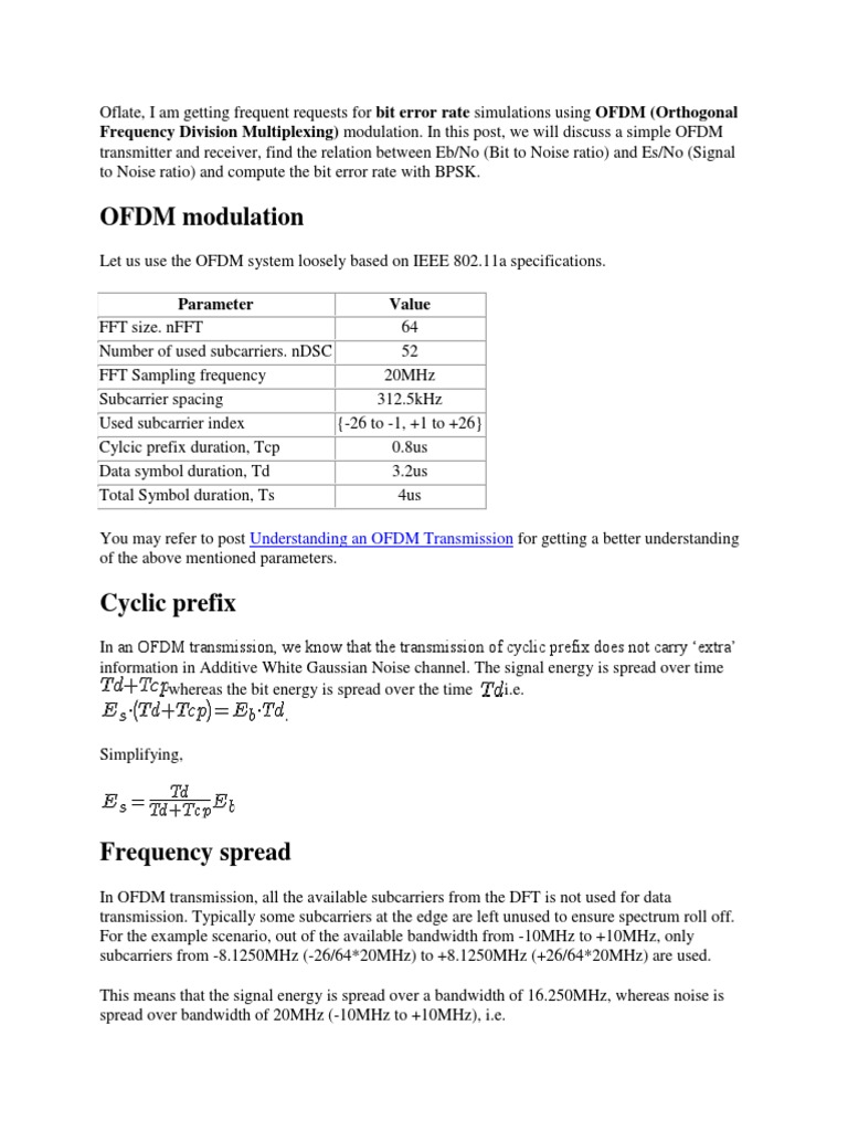 OFDM Modulation: Frequency Division Multiplexing) Modulation. in This ...