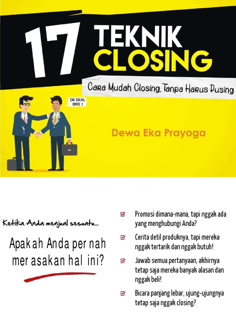 17 Teknik Closing untuk Penjualan Sukses | PDF | Bisnis | Pengembangan Diri