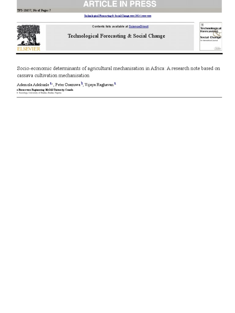 Technological Forecasting & Social Change | PDF | Agriculture | Innovation
