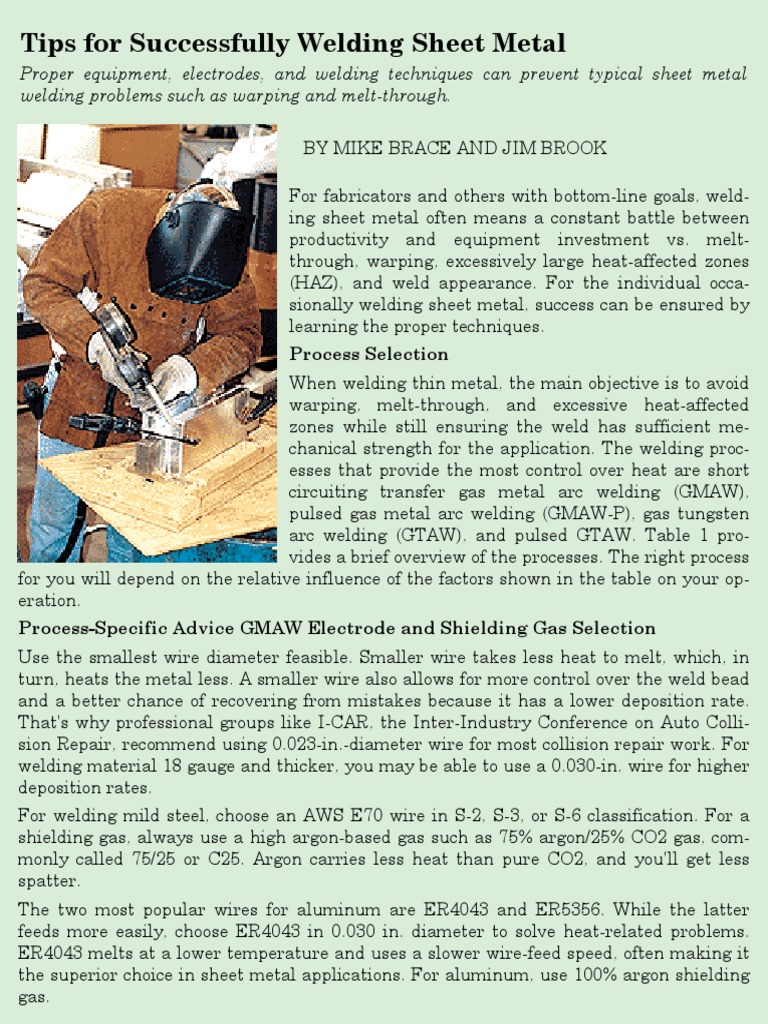 Sheet Metal Welding Tips Pdf Pdf Welding Construction