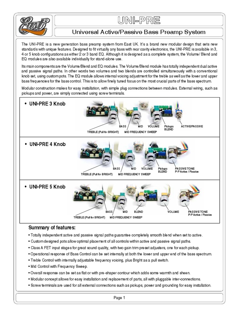 Uni Pre | PDF | Equalization (Audio) | Bass Guitar