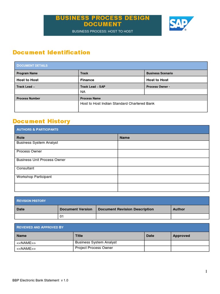 Business Process Design Document: Host To Host Finance Host To Host ...