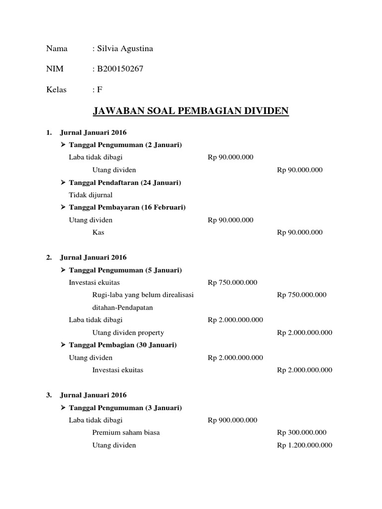 10 Jurnal Pembagian Dividen Saham Info Duwit