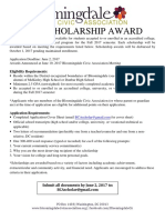 Bloomingdale Civic Association Scholarship Flyer 2017