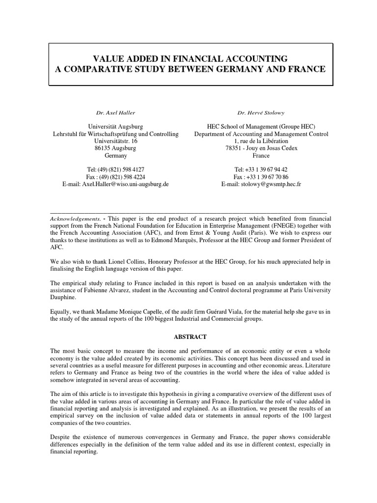 Value Added Value Added Financial Statement