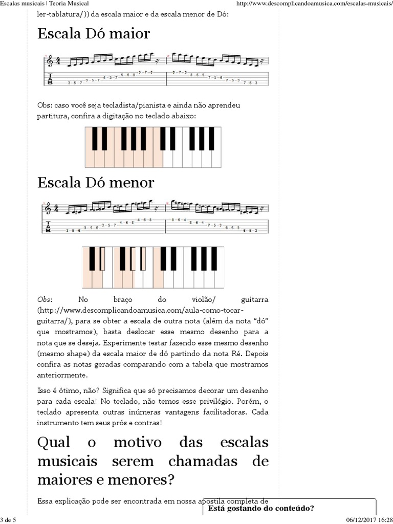 Escalas Maiores e Menores de Dó | PDF | Escala (música) | Guitarras
