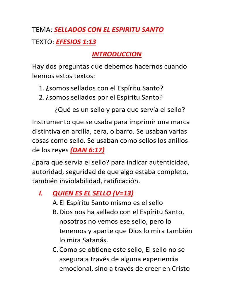 Sellados Con El Espiritu Santo Pdf Espiritu Santo Cristo Titulo