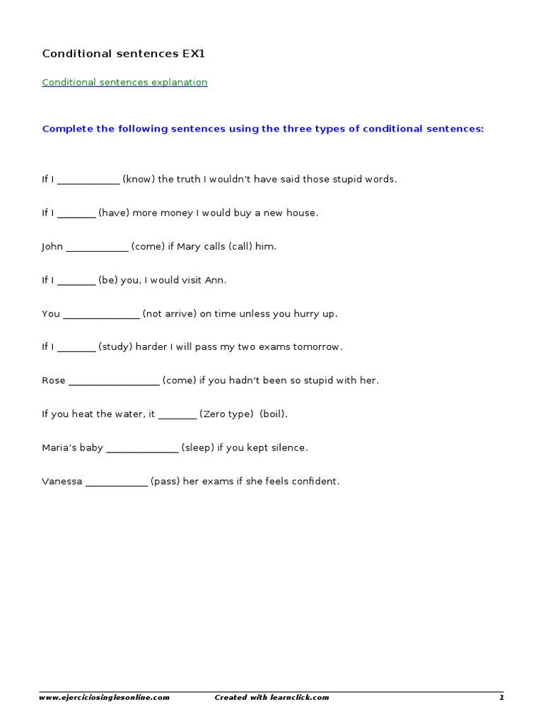 Conditional Sentences Practice Exercises | PDF | Language Arts & Discipline