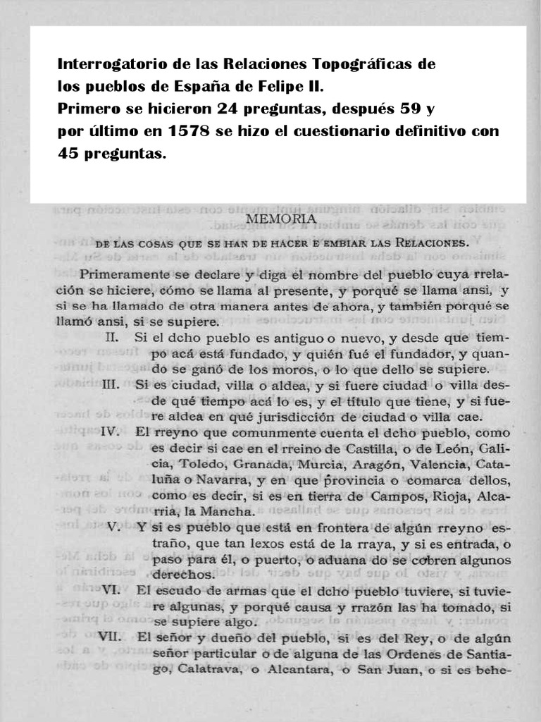Relaciones Topogr ficas De Felipe II PDF Derecho Historia