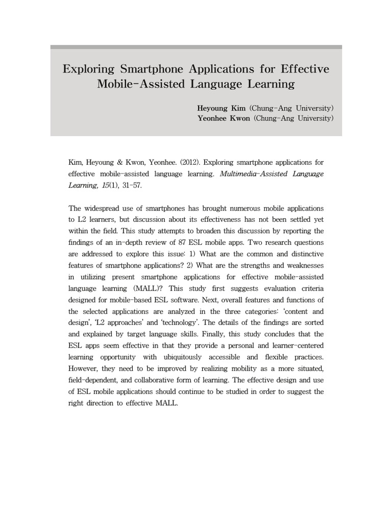 Exploring Smartphone Applications For Effective Mobile Assisted ...