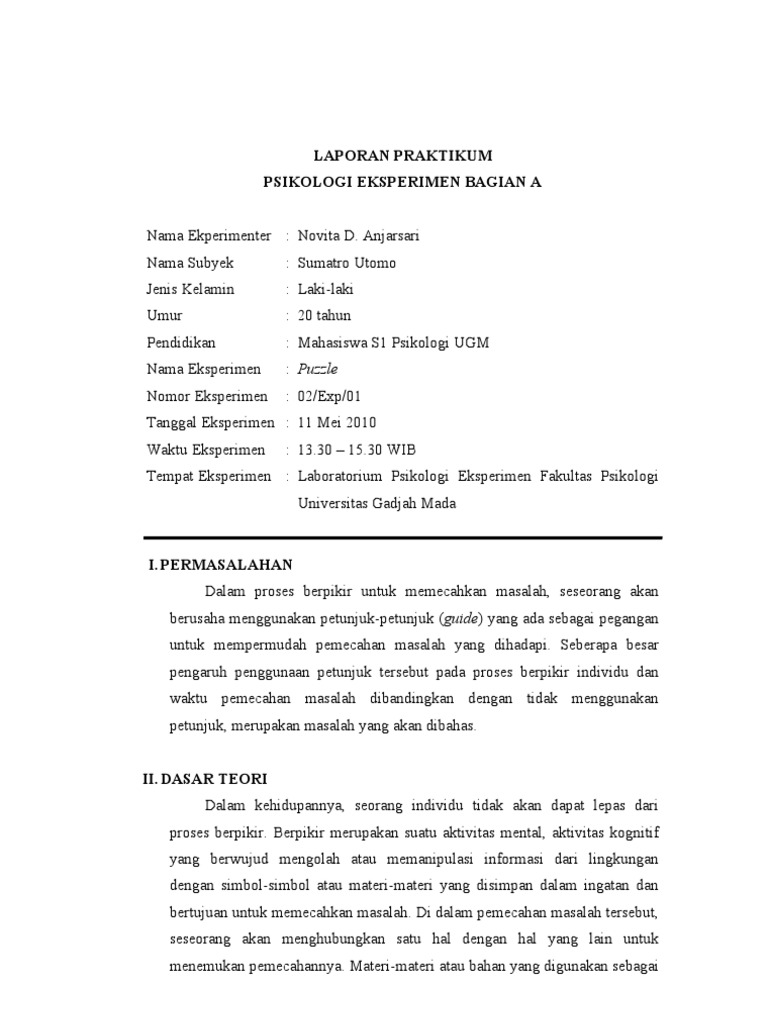 Laporan Praktikum Eksperimen Bag A N Anjar Enji Ps 05623 Perfecto