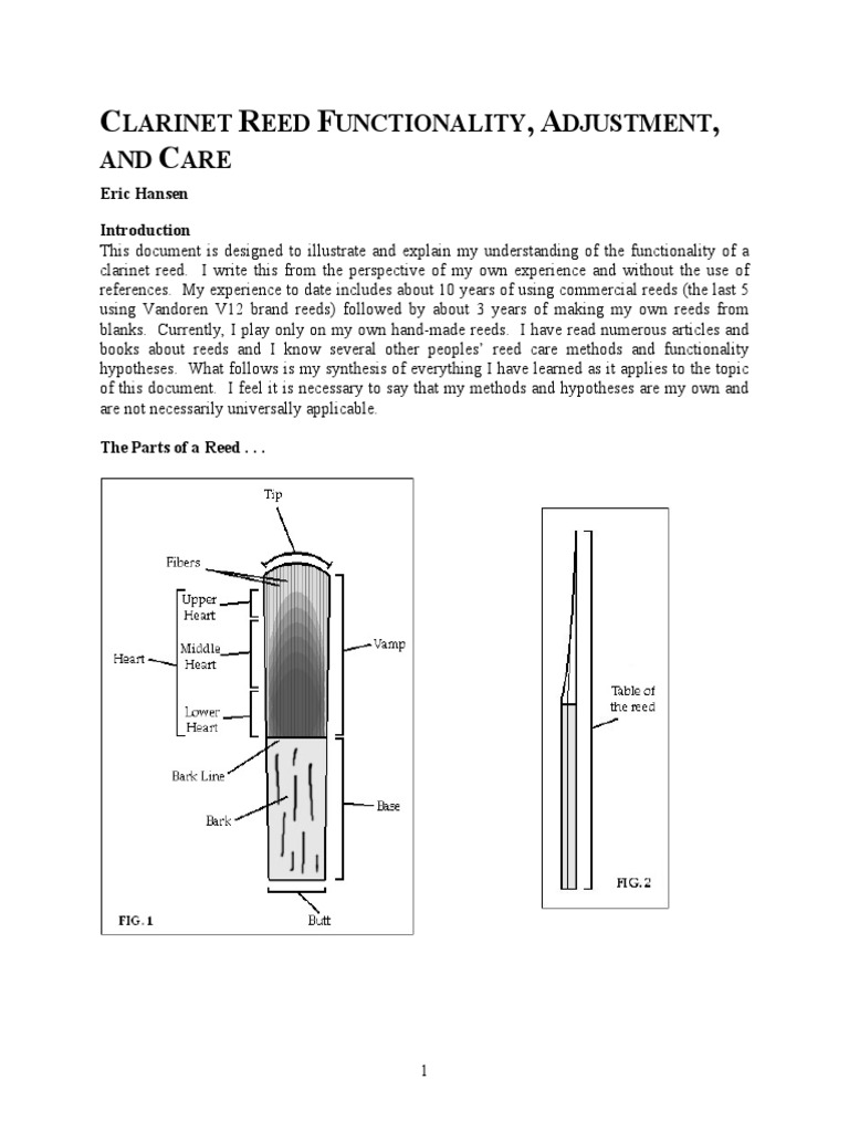 Clarinet Reed Setup and Adjustment Guide | PDF | Clarinet | Humidity