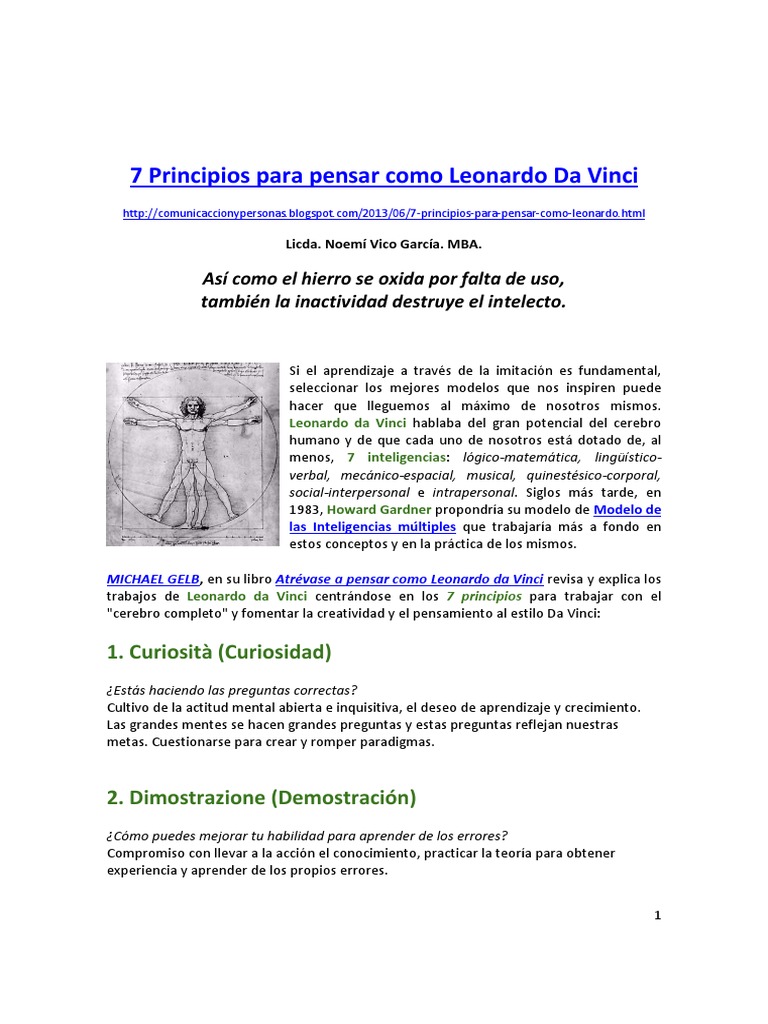 7 Principios para Pensar como Da Vinci | PDF | Creatividad | Cerebro
