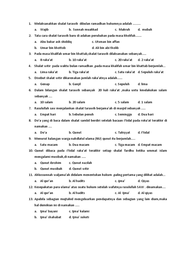 Soal UAS GANJIL ASWAJA KELAS VIII