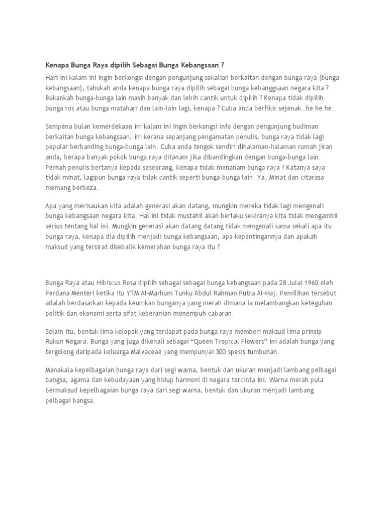 Kenapa Bunga Raya Dipilih Sebagai Bunga Kebangsaan | PDF | Griya & Taman