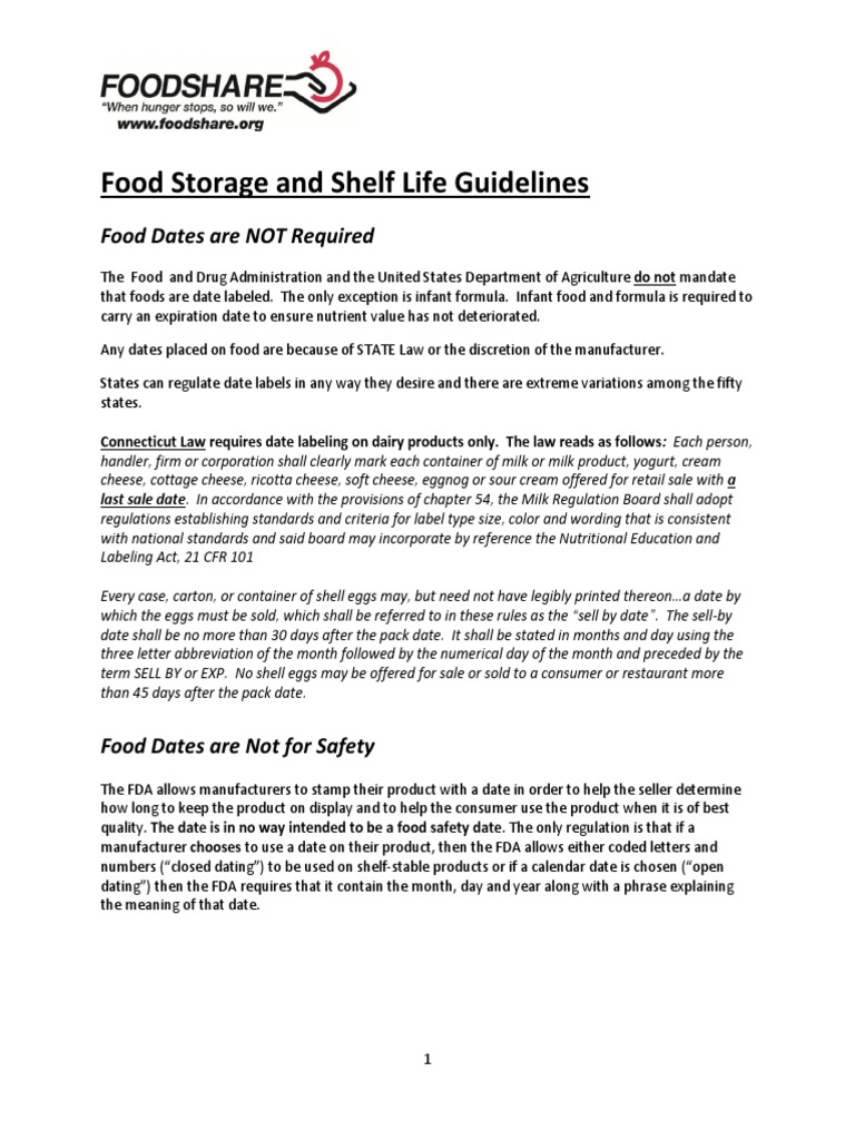 Food Storage and Shelf Life Guidelines Shelf Life Juice