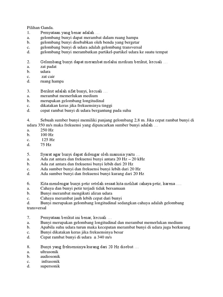 Soal Gelombang Bunyi Pdf