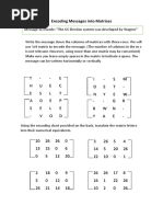 Key Encoding Messages Into Matrices