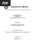 FBI Director Christopher Wray - Status Report to House Judiciary Committee 