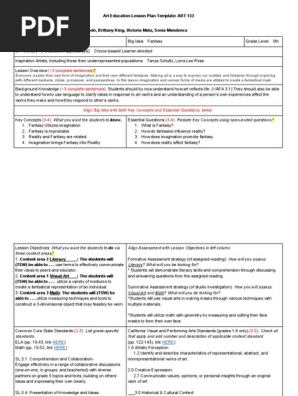art education lesson plan  fantasy