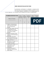 Sample Training Session Evaluation Form