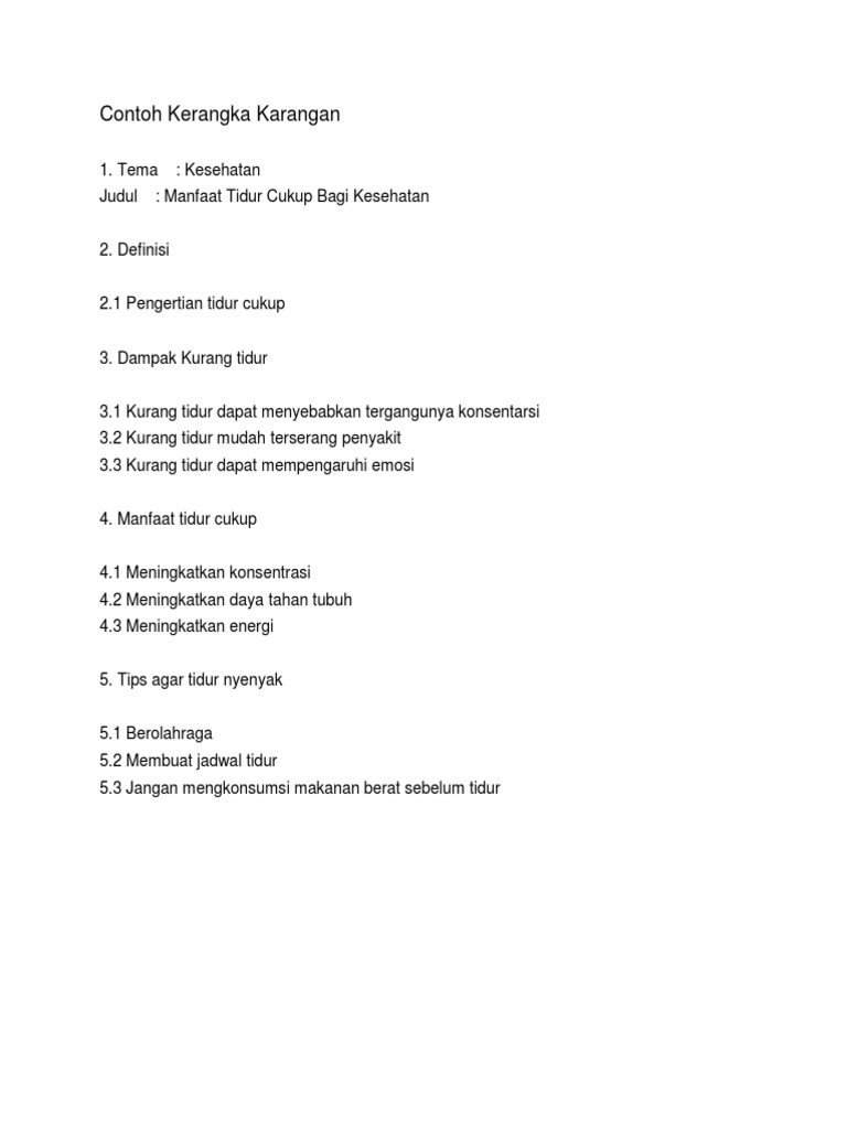 Contoh Kerangka Karangan Tentang Kesehatan - Mind Books
